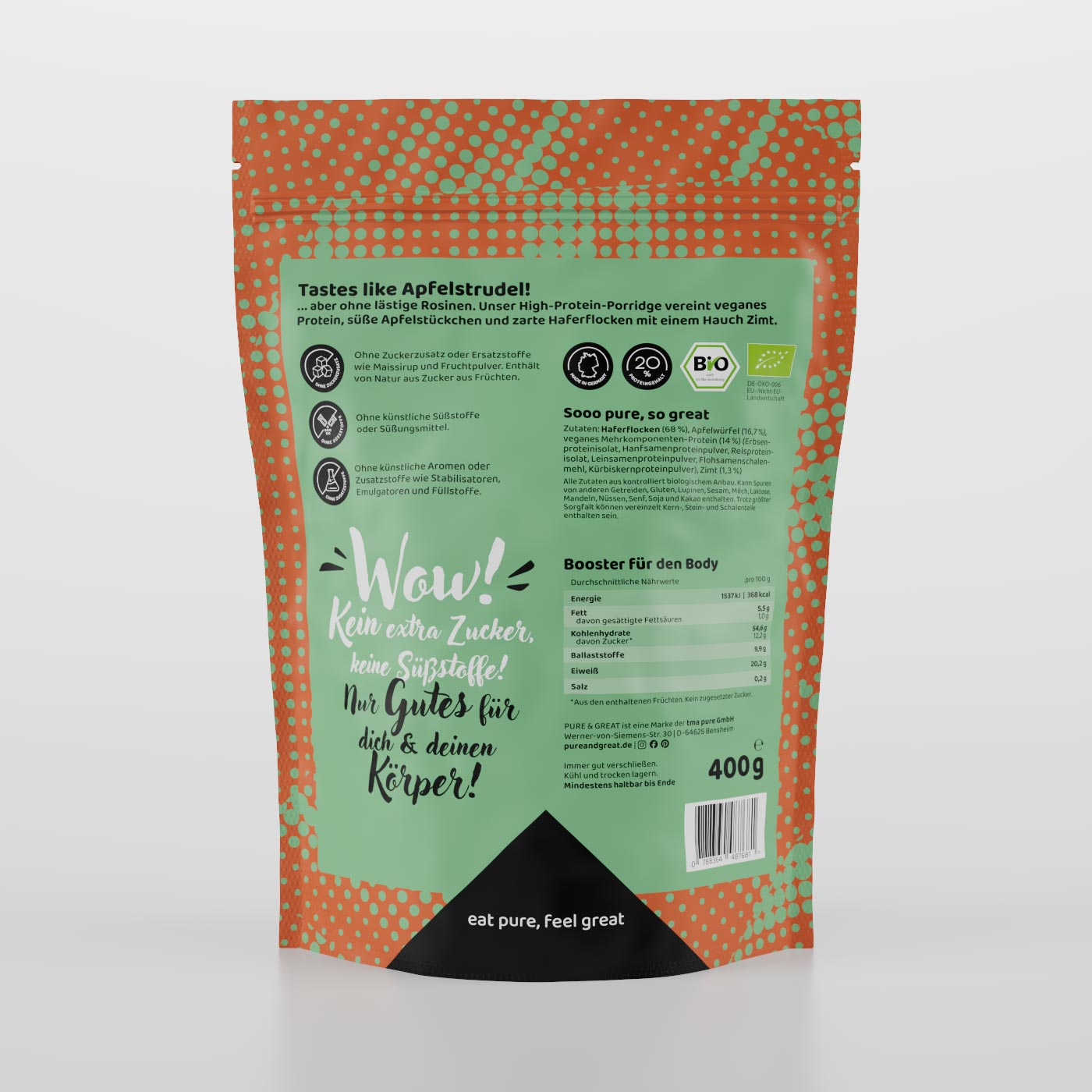 Apfel Zimt Flash Protein Porridge Back