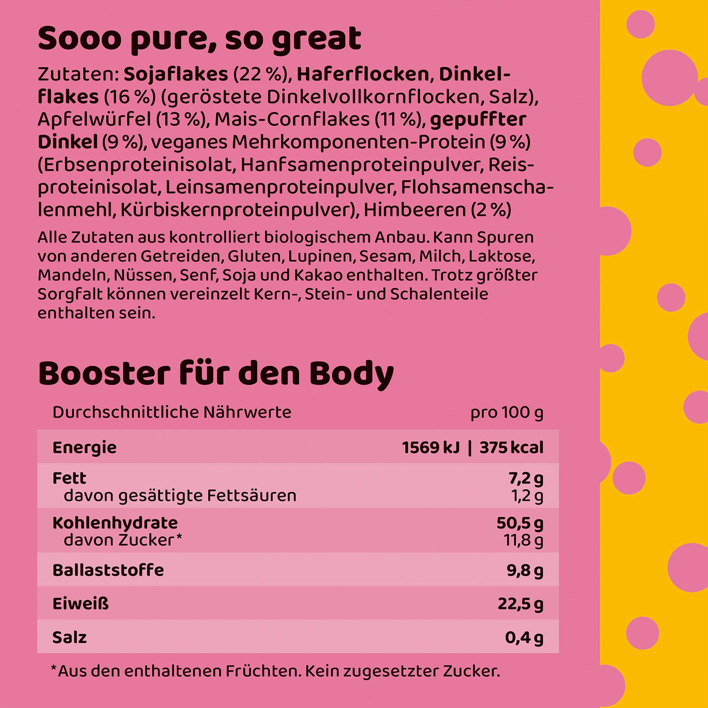 Fluffy Flakes Protein Müsli Nährwerttabelle