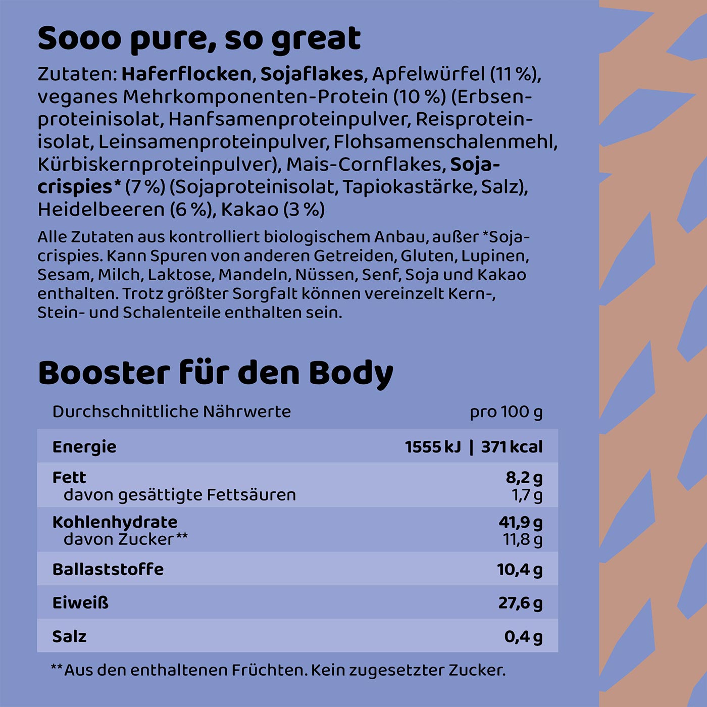 Kakao Crispy Protein Müsli Nährwerttabelle