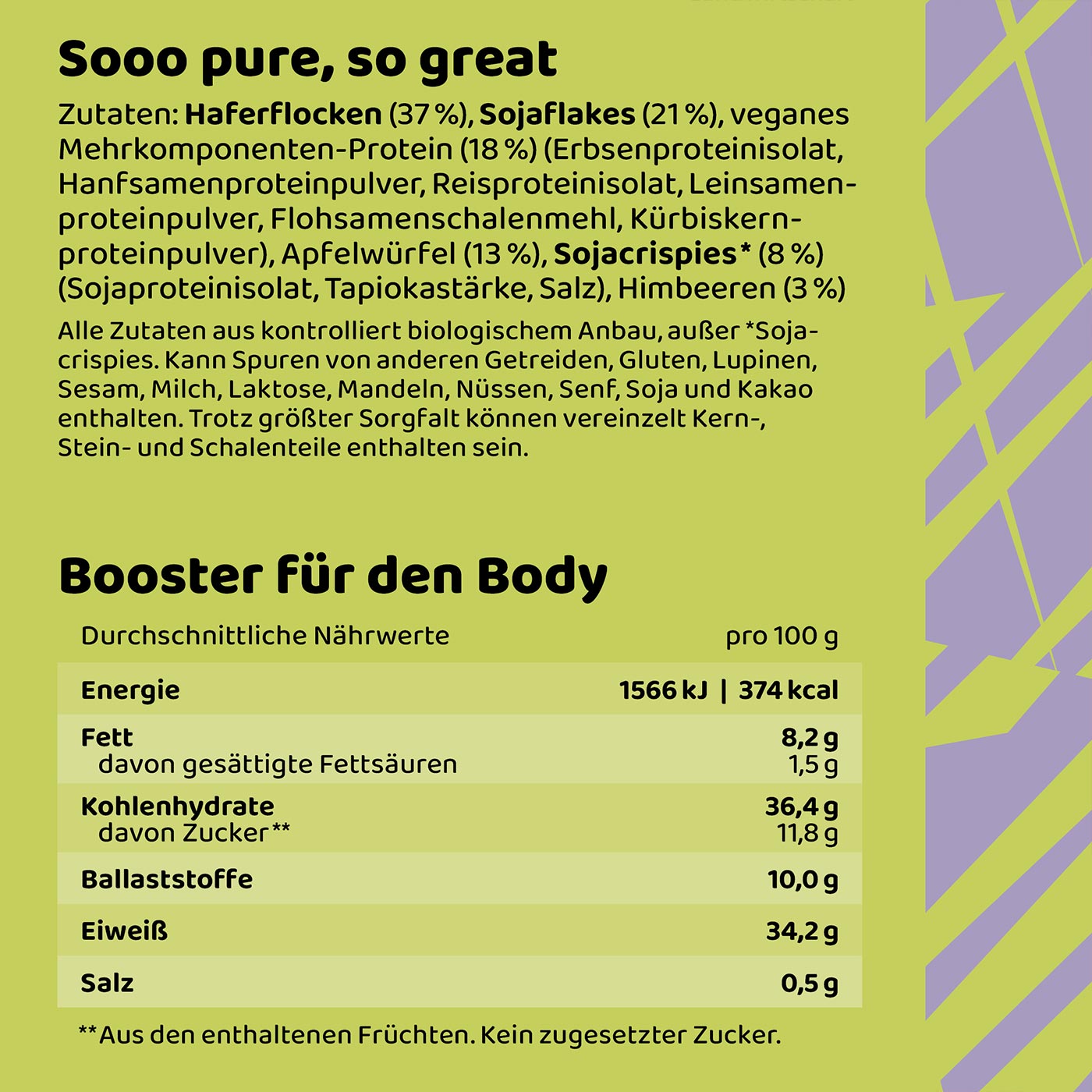 Protein Paradise Müsli Nährwerttabelle