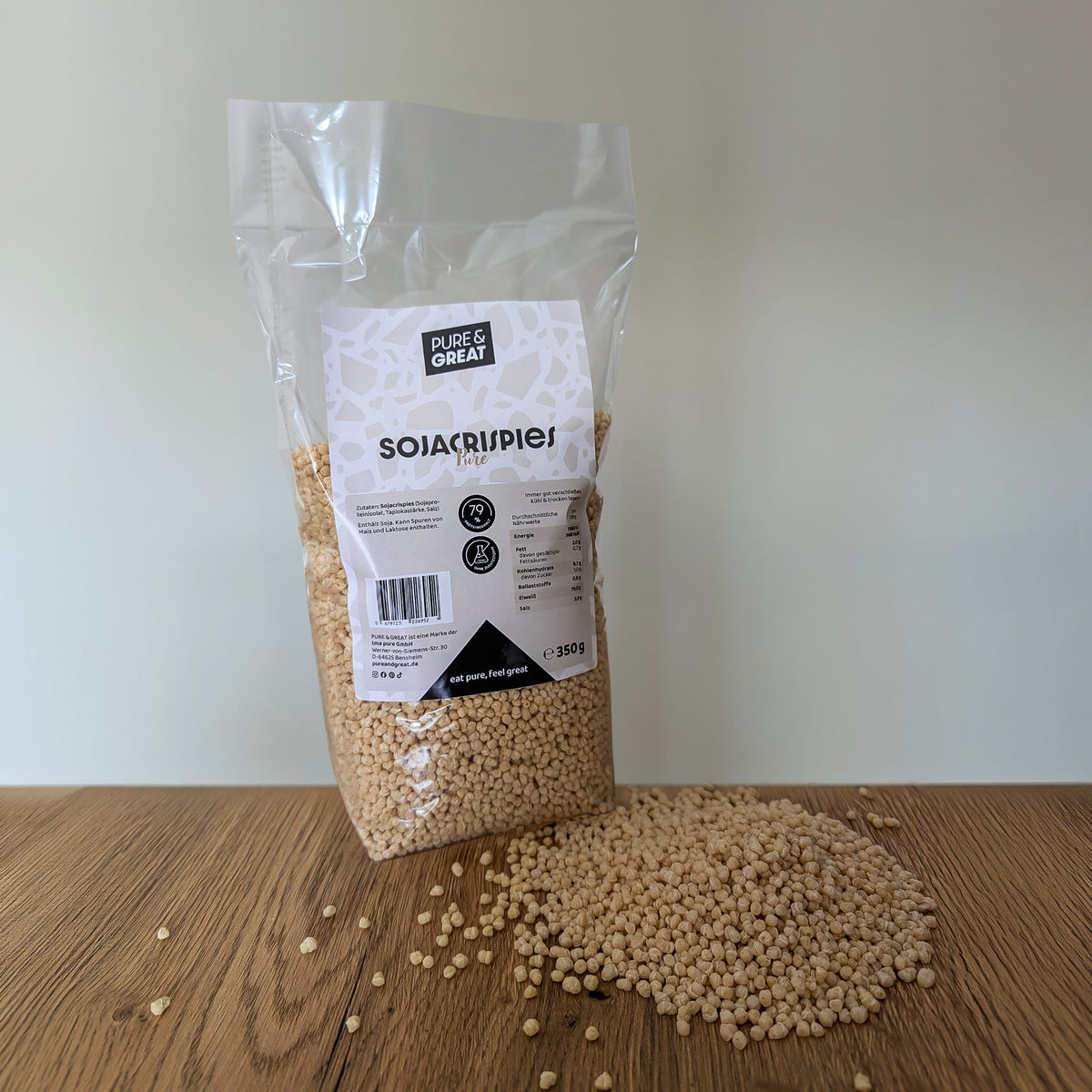 Eine Packung Protein Sojacrispies